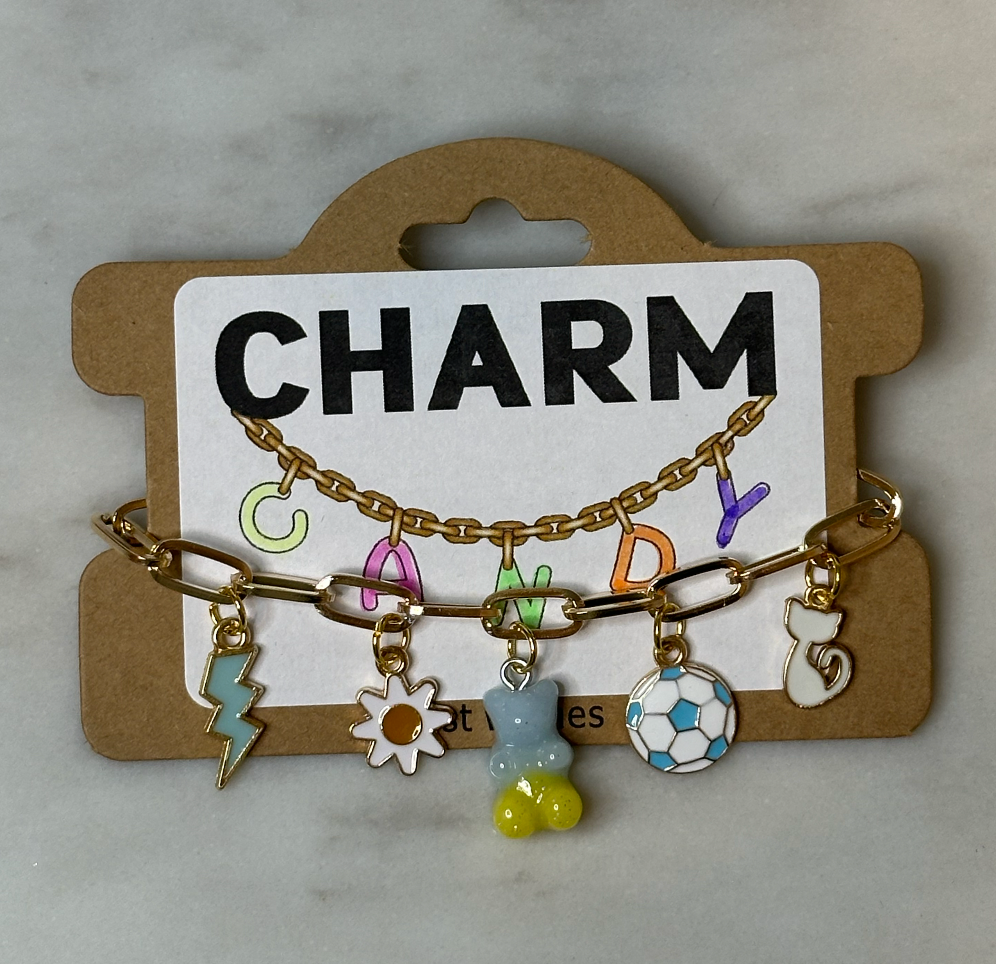 charm bracelet | yellow & blue gummy bear