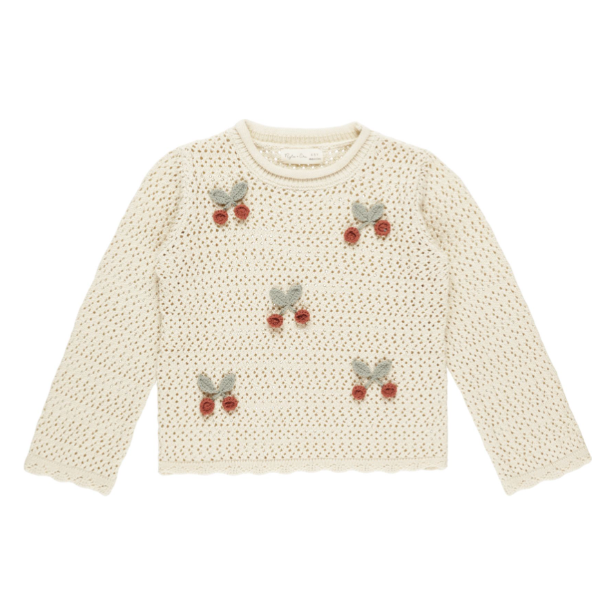 crochet knit pullover || cherries