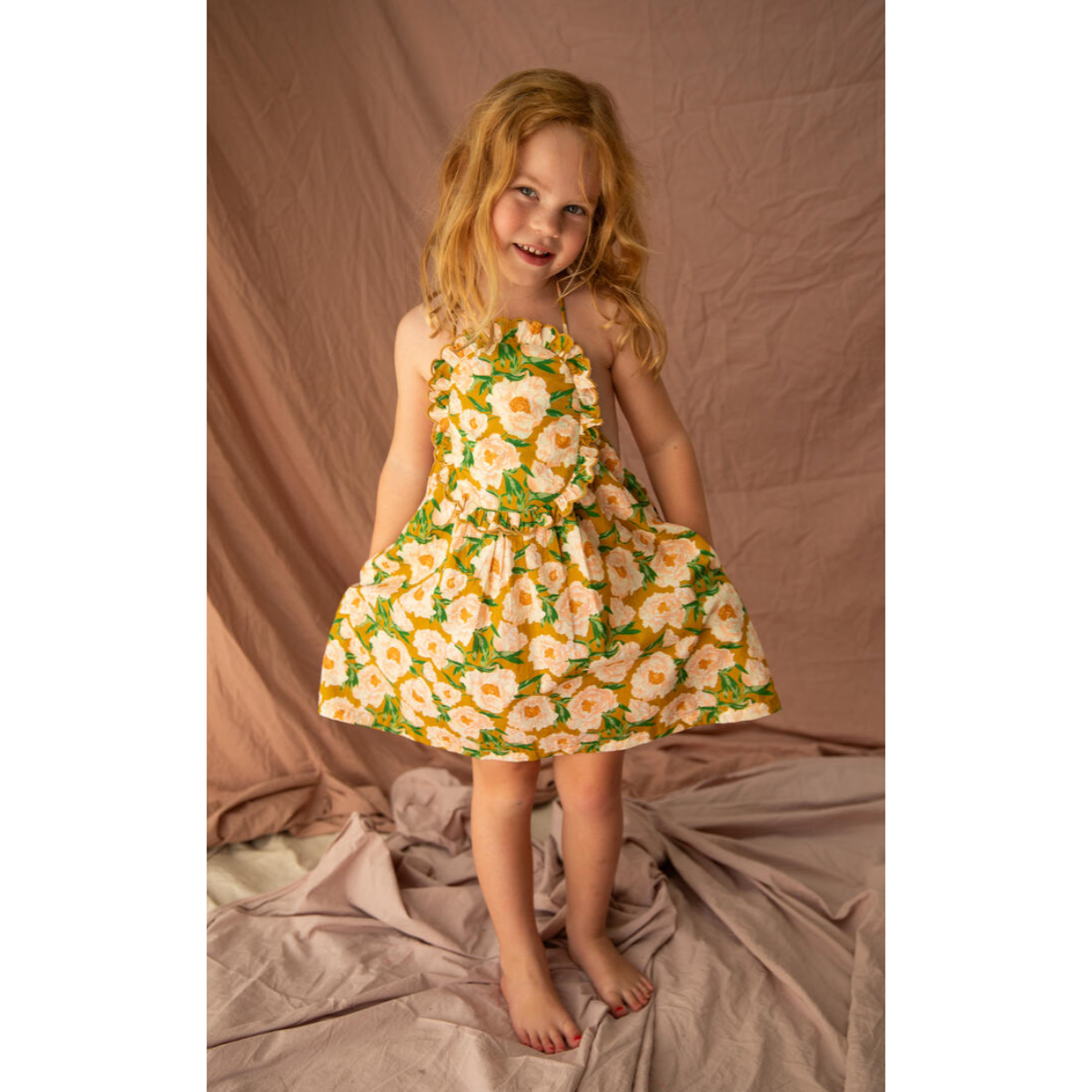 evie dress-soirée | bouquet honey mustard