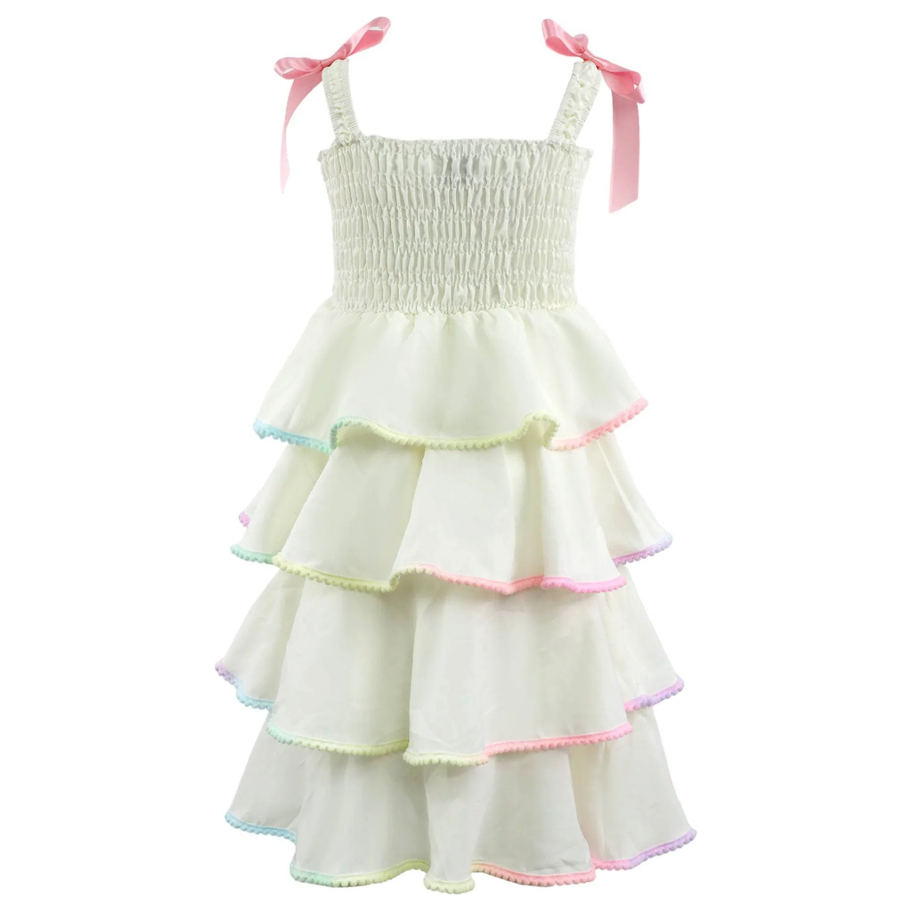 rainbow tiered bow dress