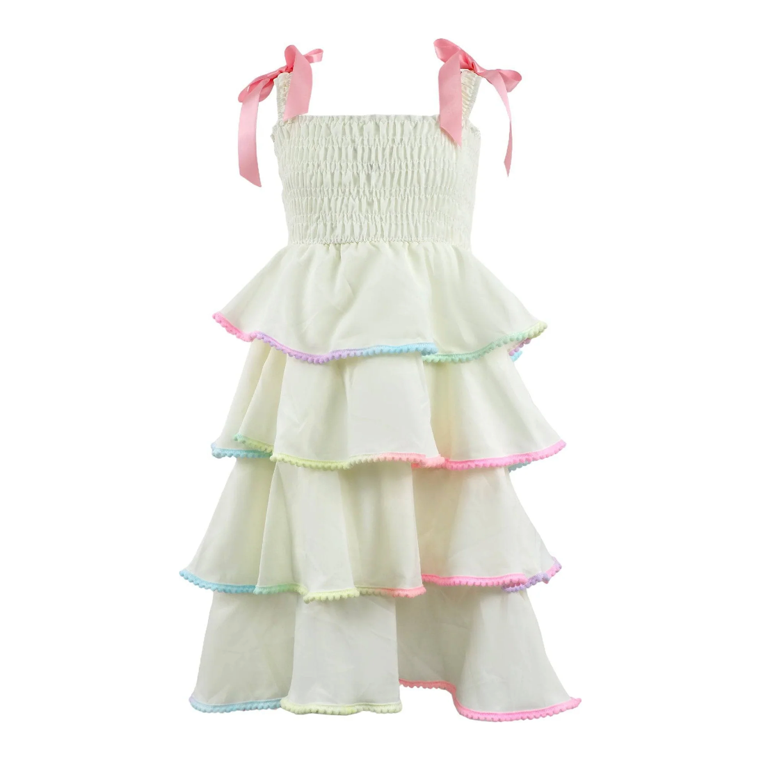 rainbow tiered bow dress