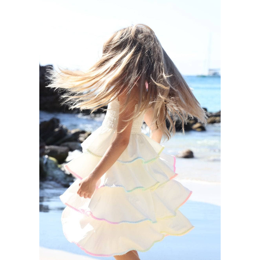 rainbow tiered bow dress