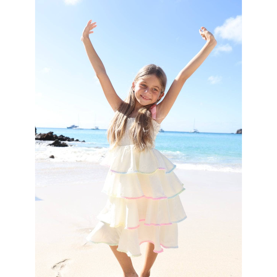 rainbow tiered bow dress