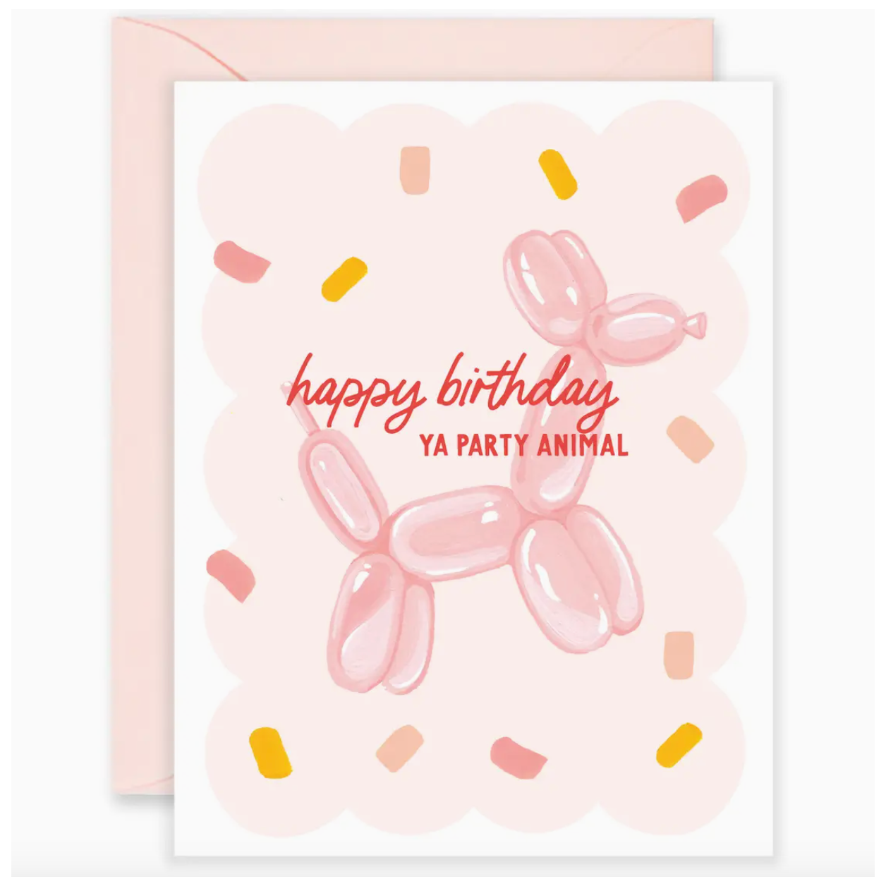 happy birthday balloon party animal greeting card