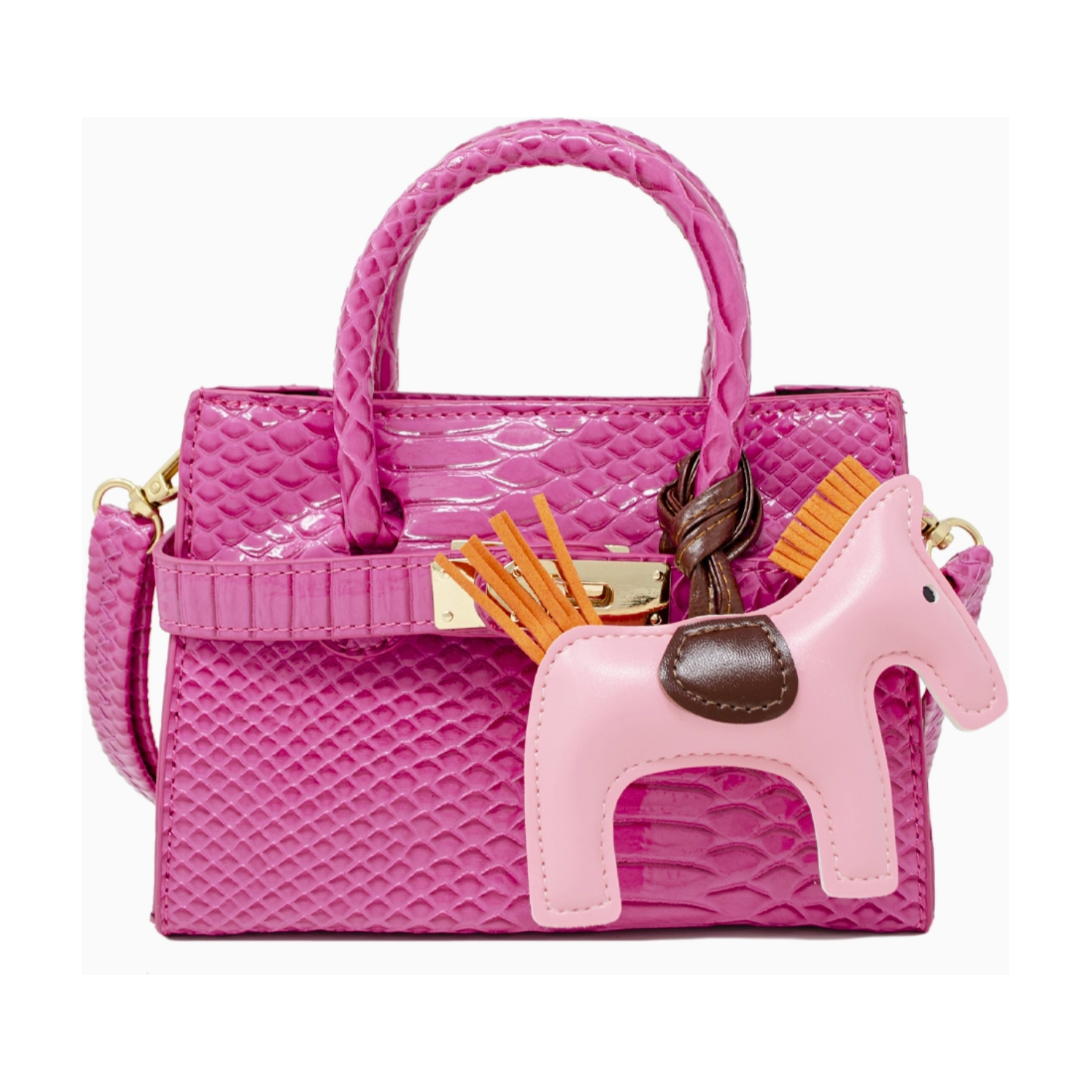 crocodile pony purse | pink