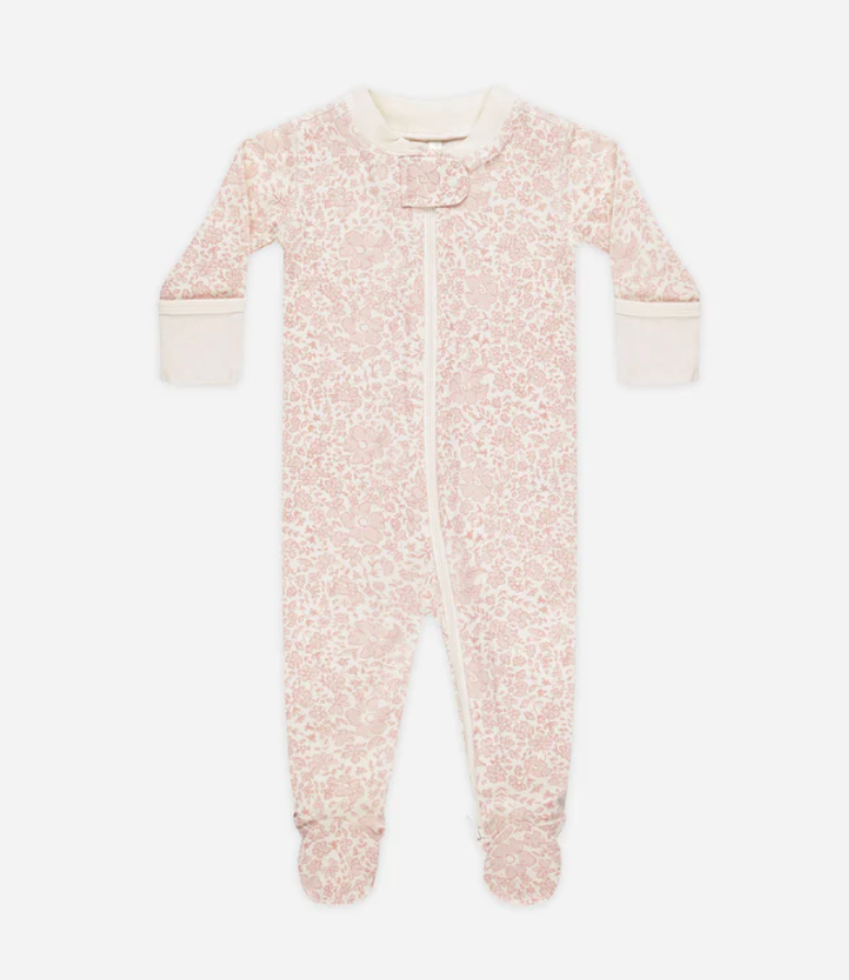 zip long sleeve sleeper footie || pink blossom