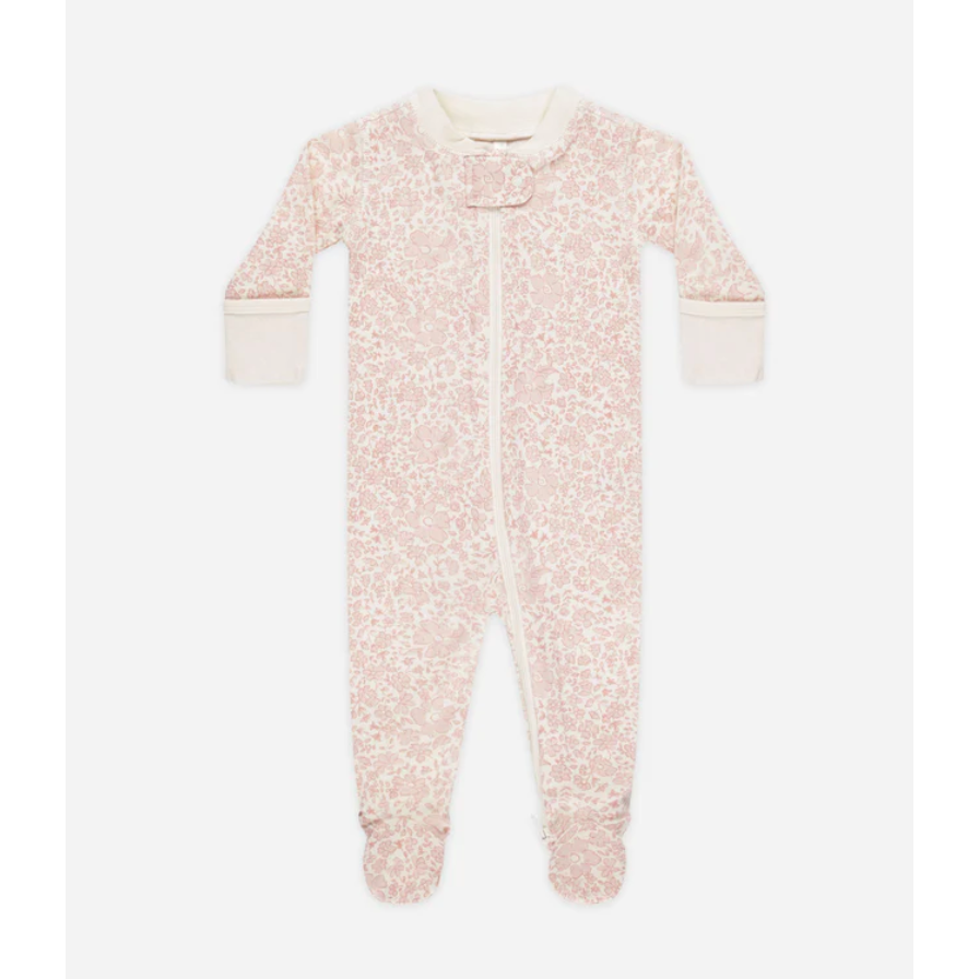 zip long sleeve sleeper footie || pink blossom