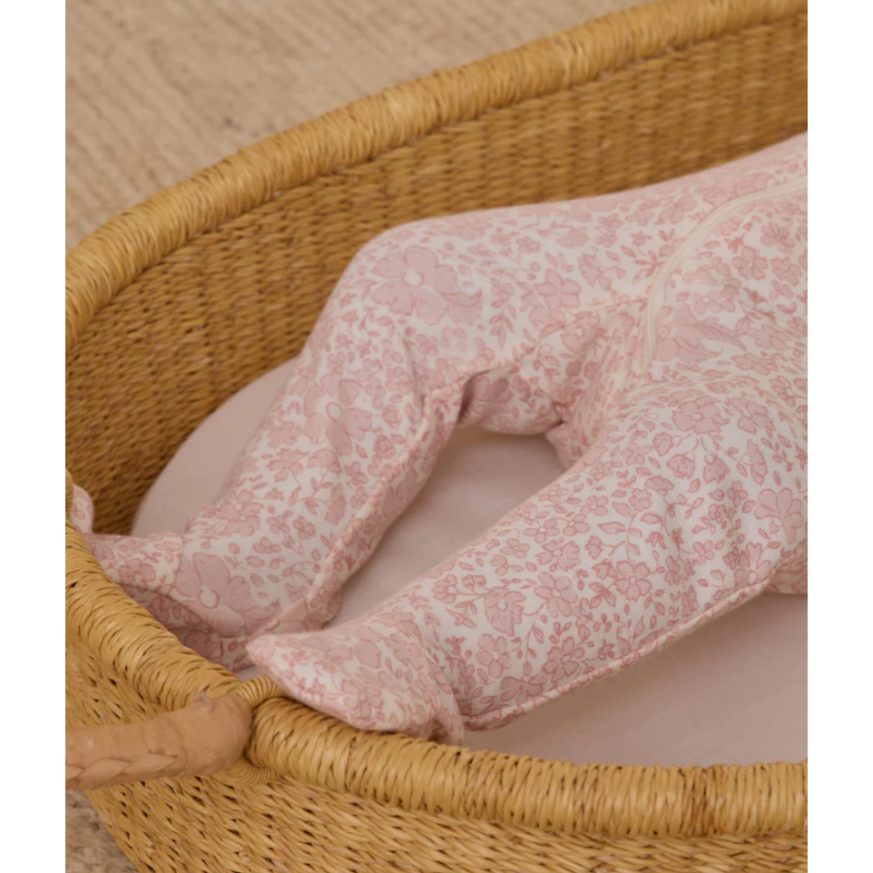 zip long sleeve sleeper footie || pink blossom