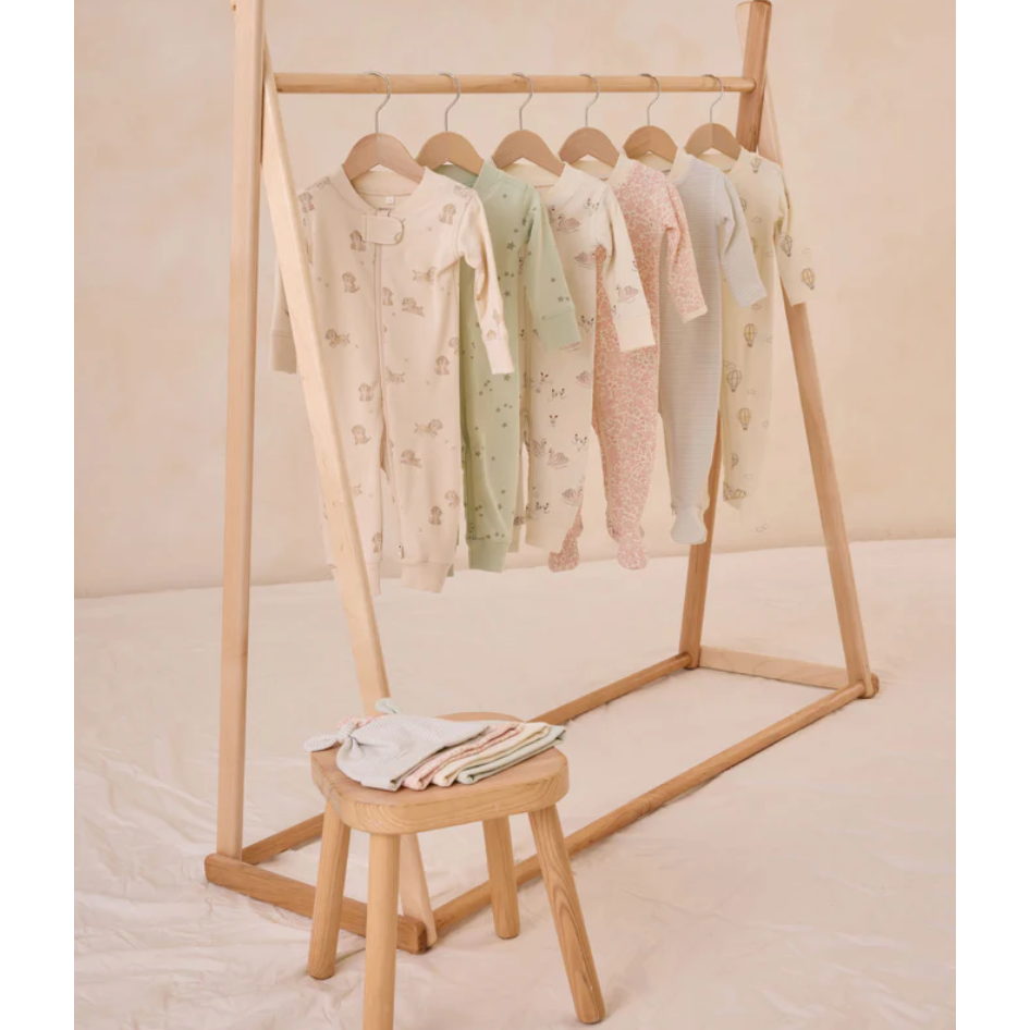zip long sleeve sleeper footie || sky micro stripe