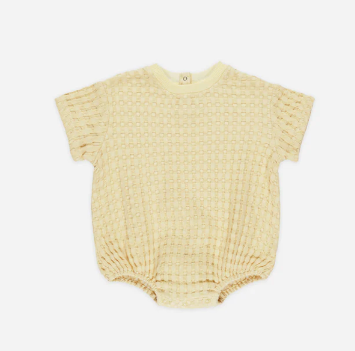 relaxed bubble romper || yellow