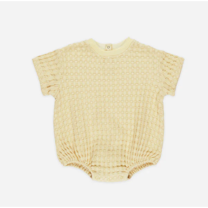 relaxed bubble romper || yellow