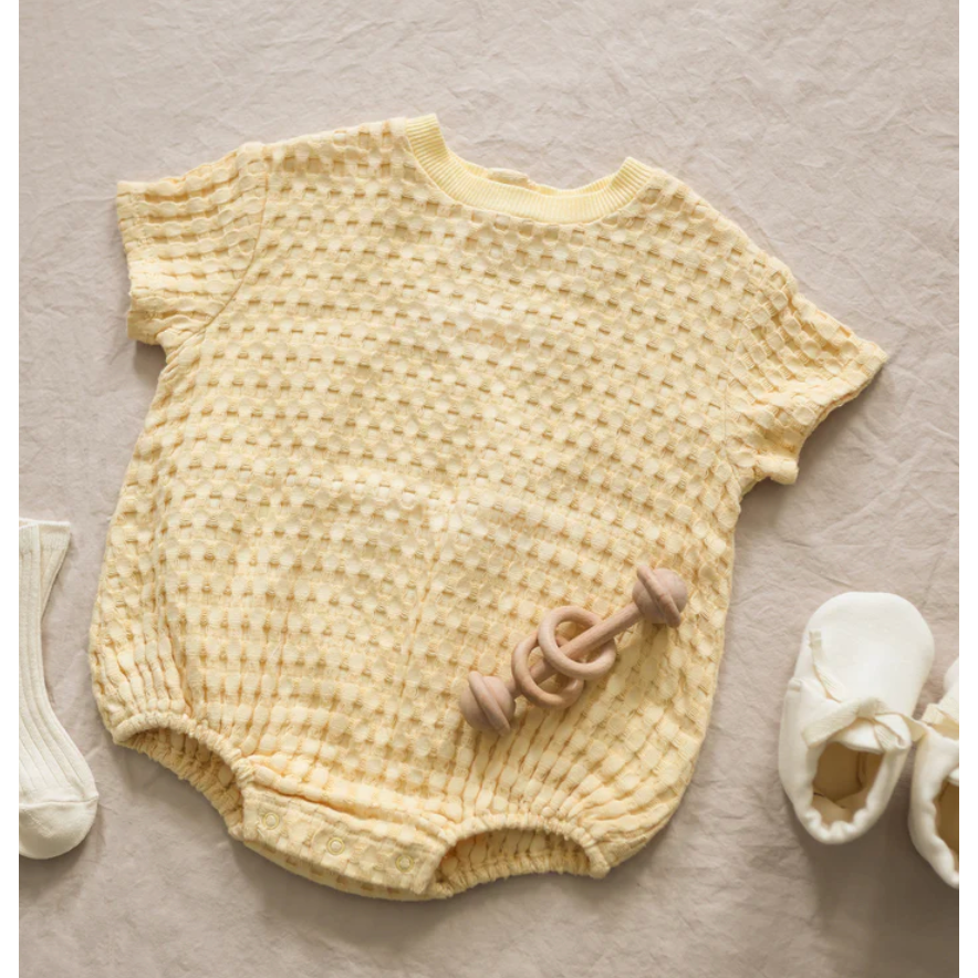relaxed bubble romper || yellow