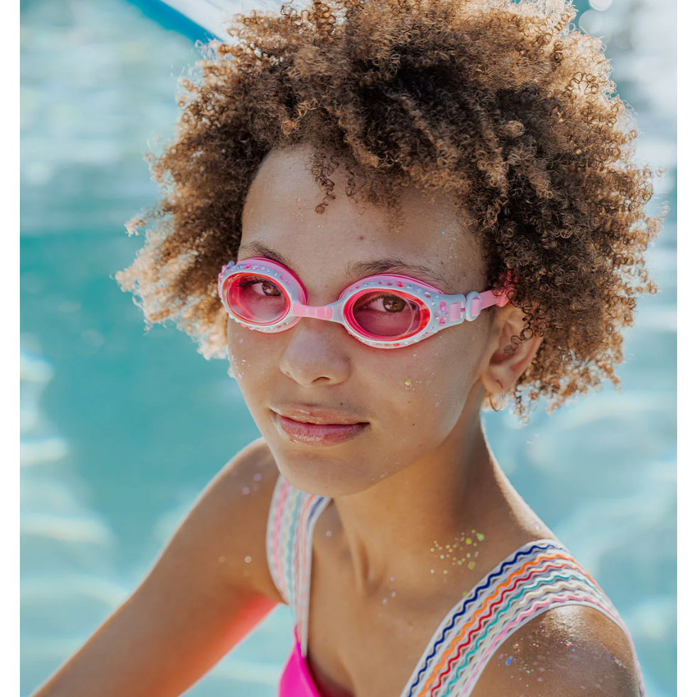 beautiful bows swim googles | pearl white