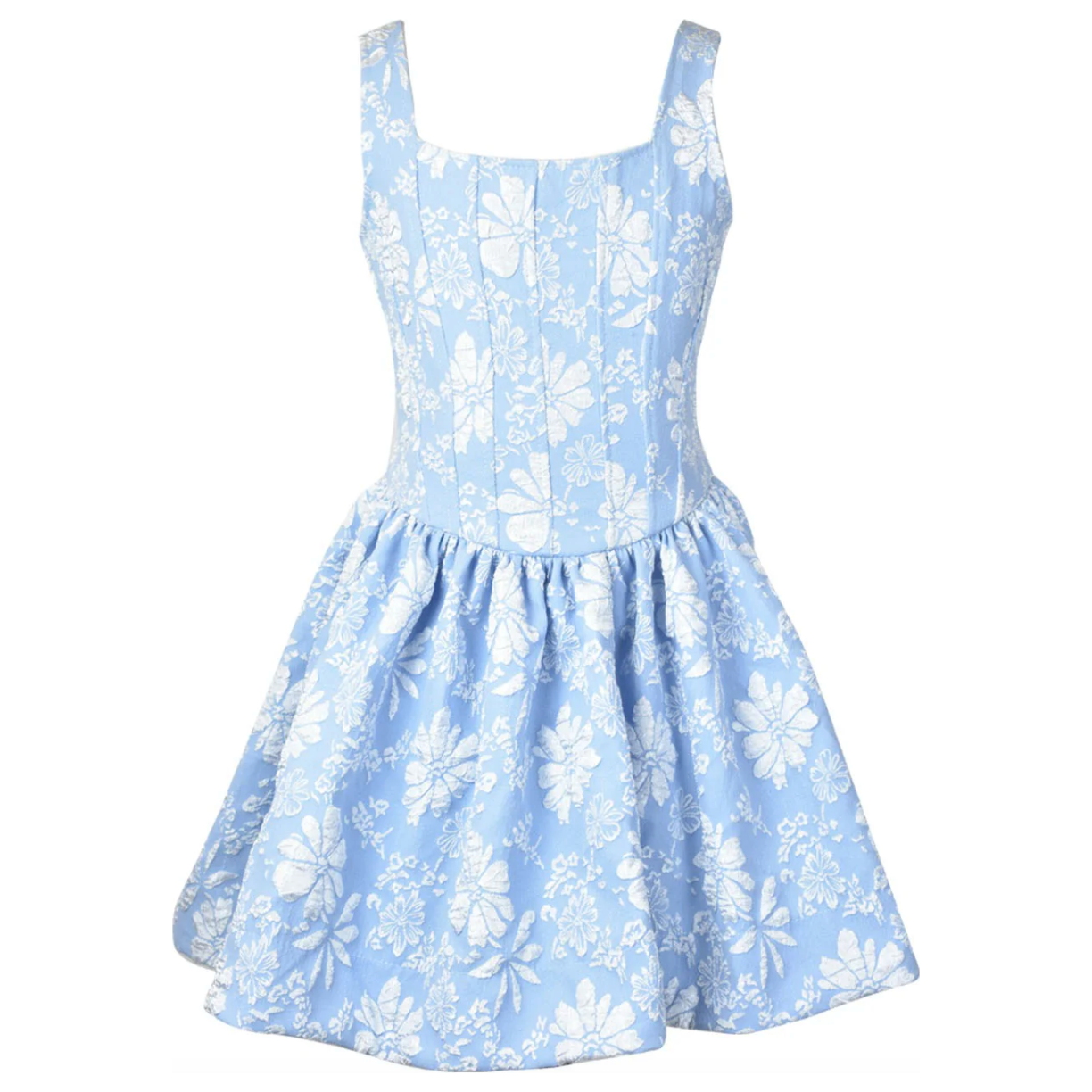 blue flower embossed dress