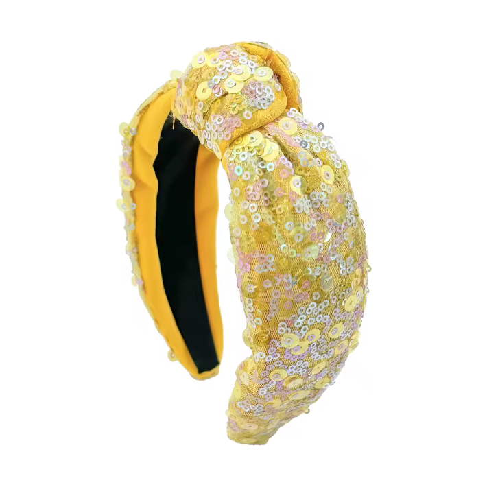sequin knot headband | yellow