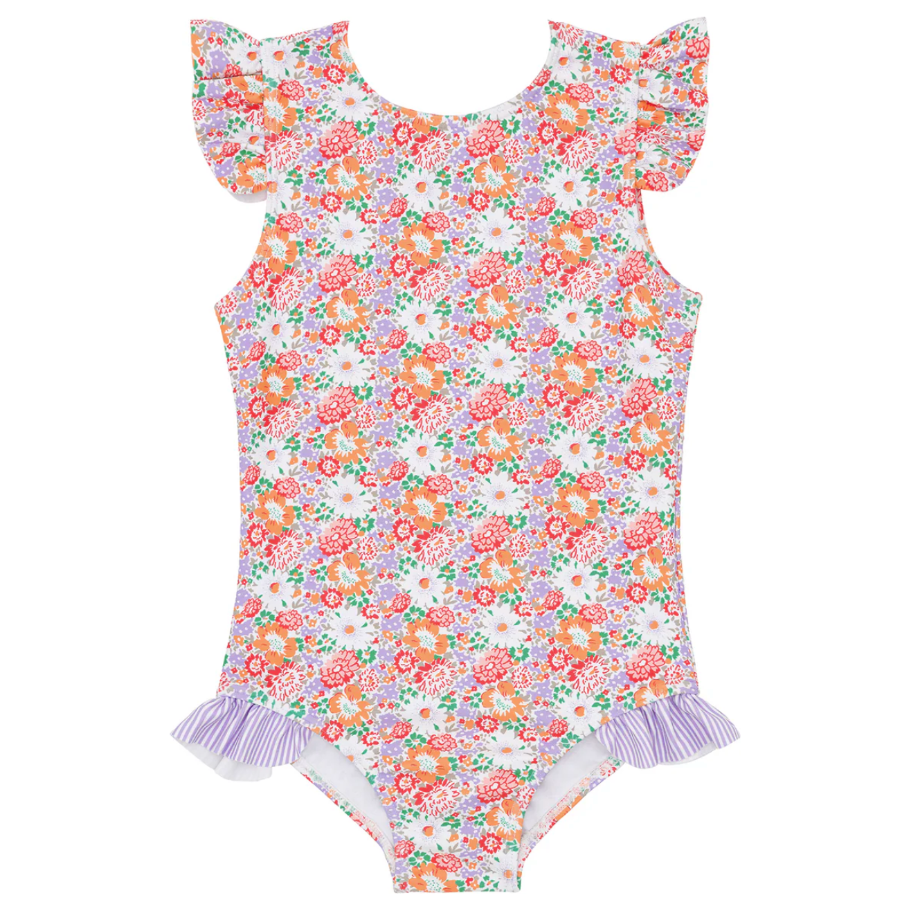 girls island blossom ruffle cap sleeve rashguard one piece