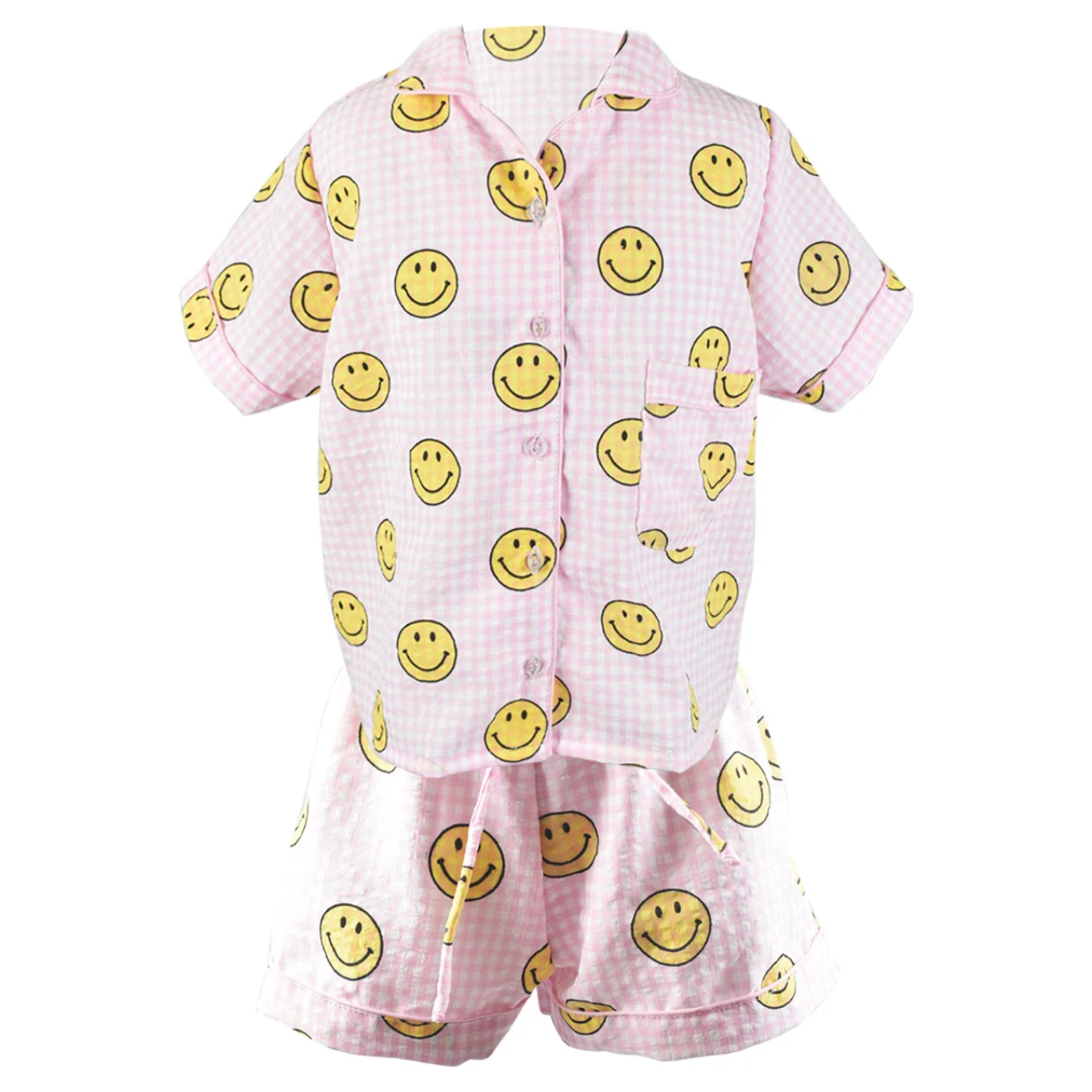 pink plaid smile pajama
