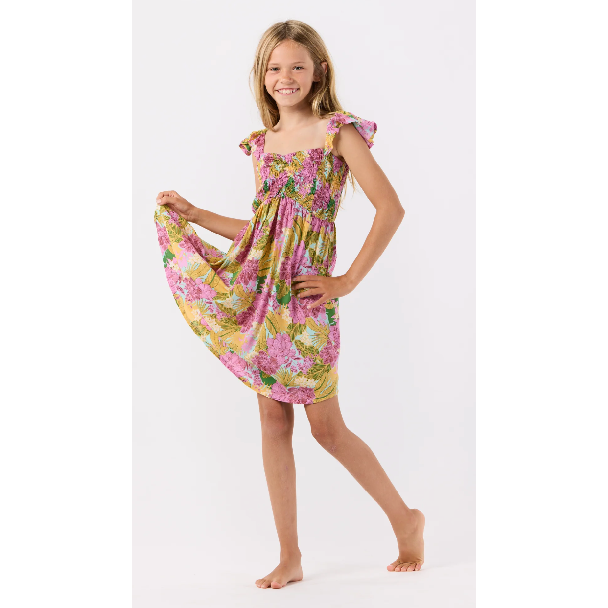 kids hollie dress | molokai florals aqua