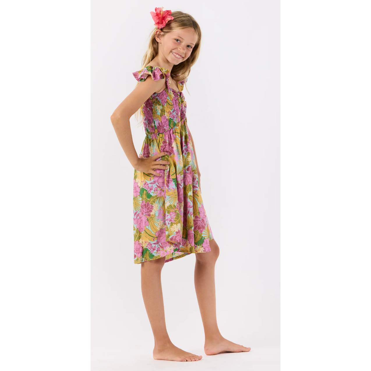 kids hollie dress | molokai florals aqua