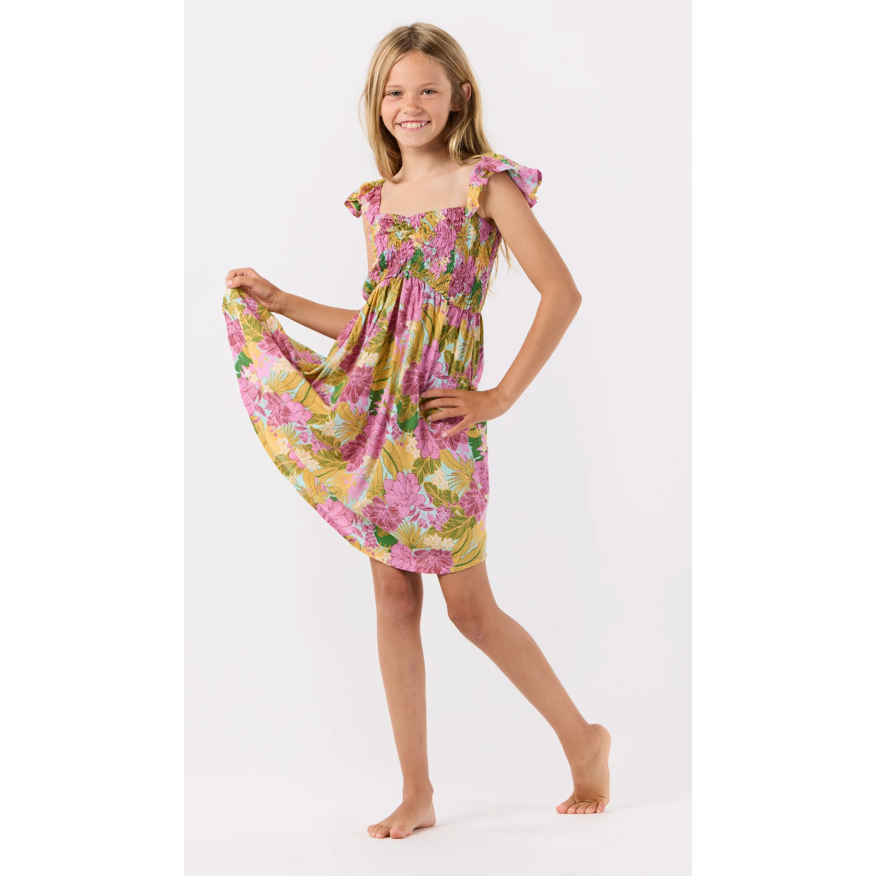kids hollie dress | molokai florals aqua