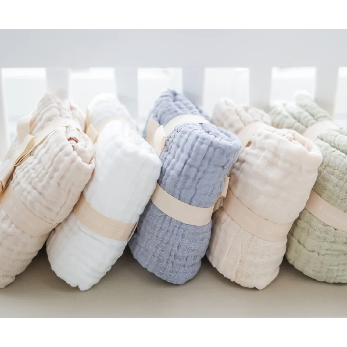 muslin baby swaddle Bbanket: 6 layers | sage