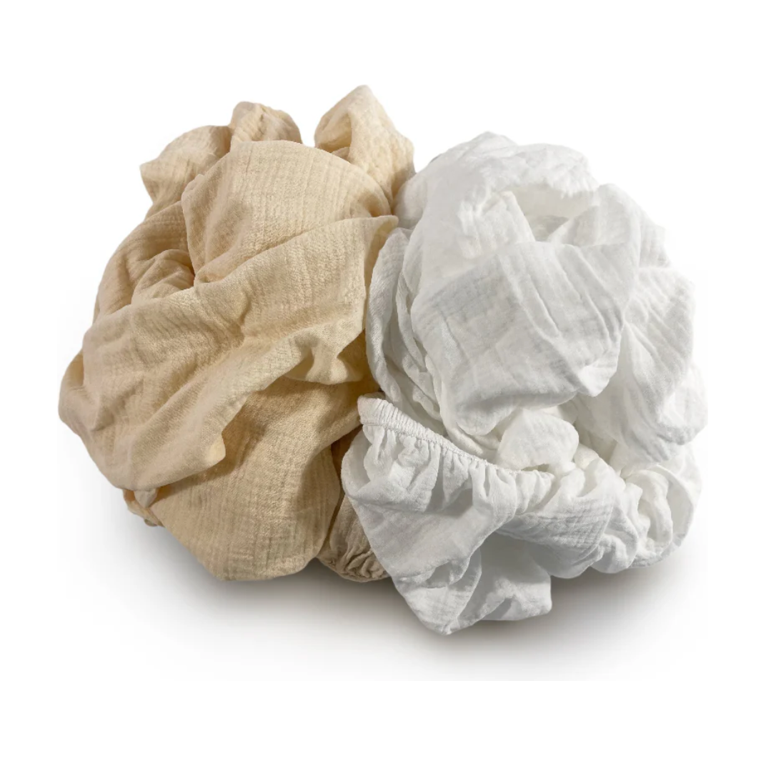 organic muslin cot sheet set of 2: soft, breathable comfort | cream & white