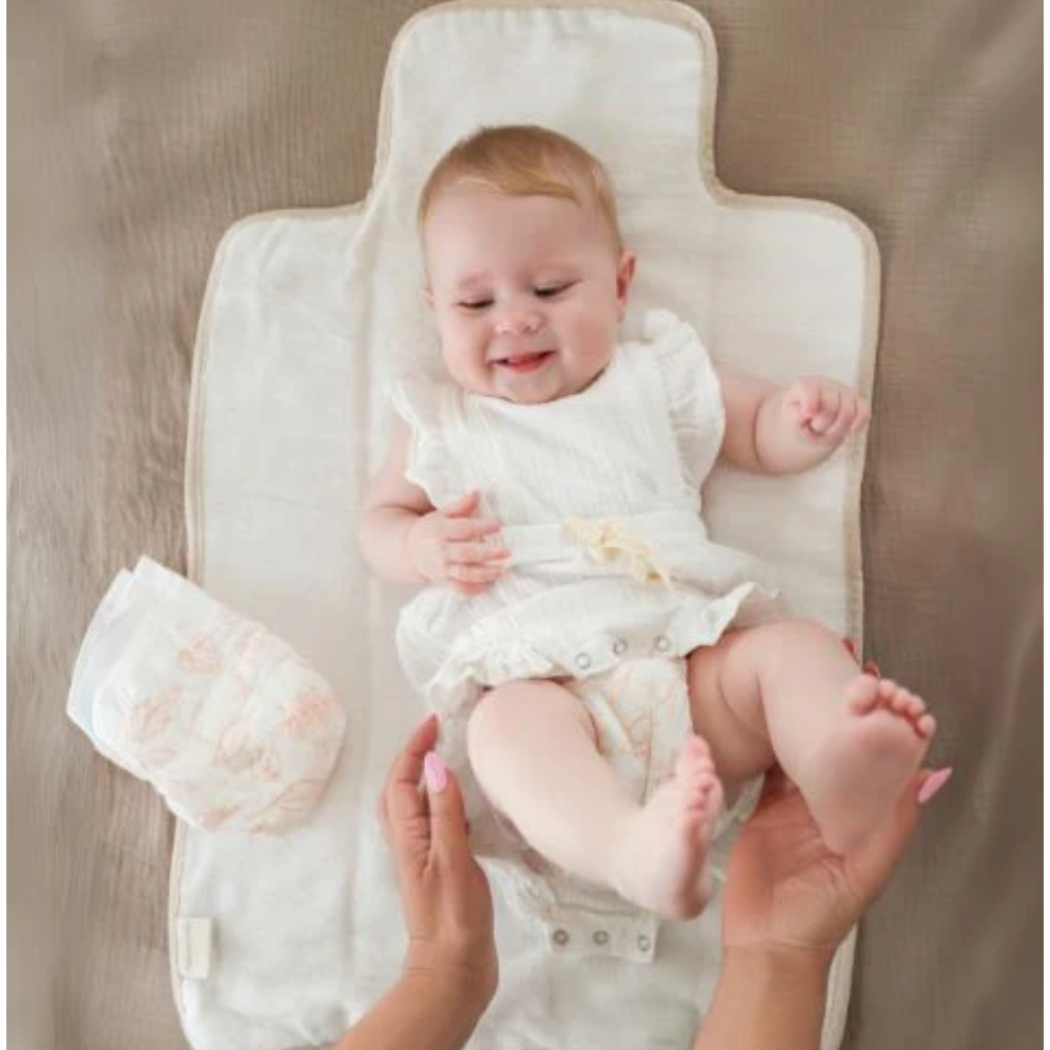 soft & secure baby changing pad | beige