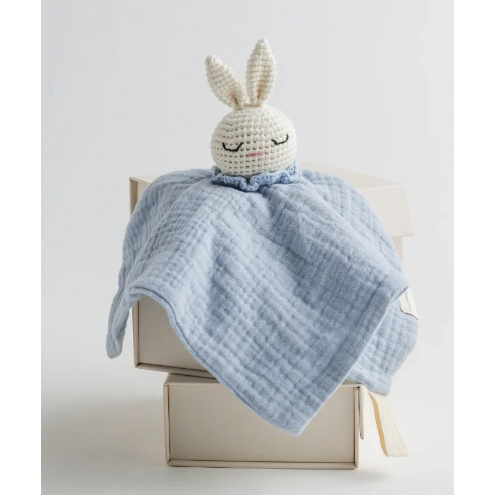 snuggly soft baby comforter toy | baby blue
