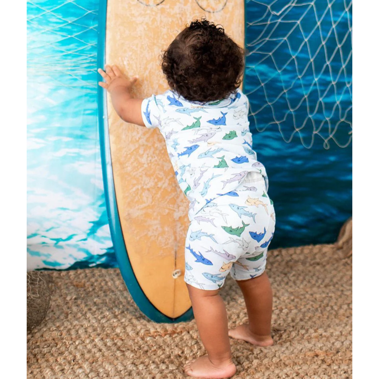 sharks short sleeve shorts set