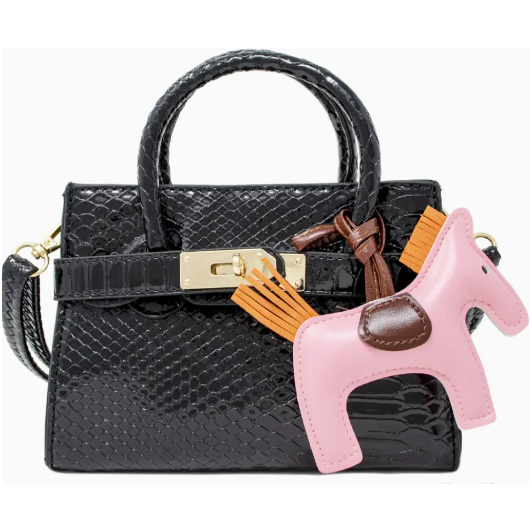 crocodile pony purse | black