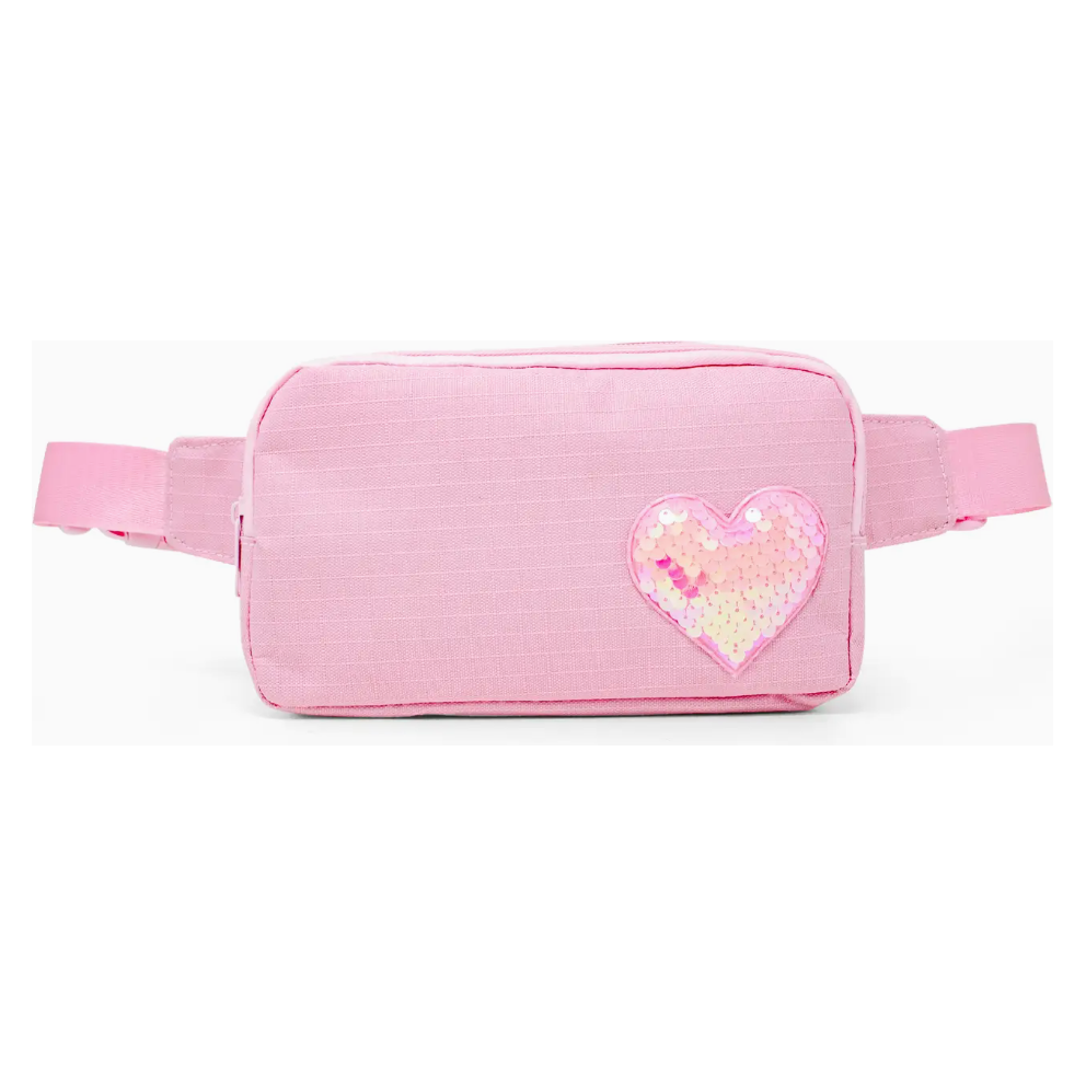 sequin heart sling crossbody | pink
