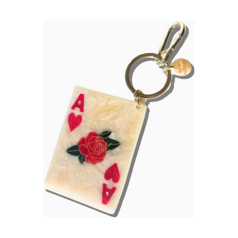 hand-painted ace of hearts bag charm + keychain
