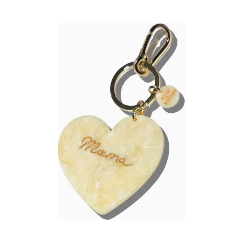 hand-painted mama heart acetate bag charm + keychain