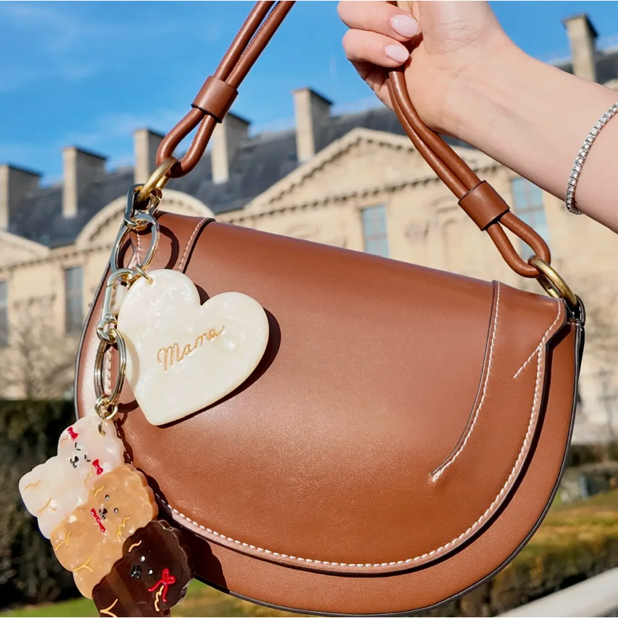 hand-painted mama heart acetate bag charm + keychain