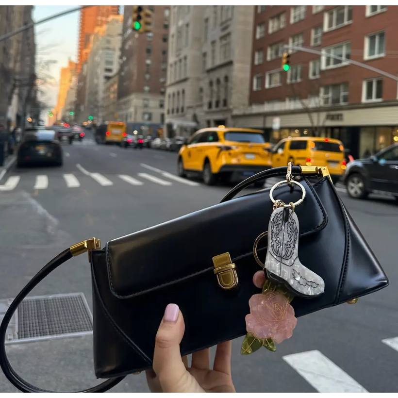 hand-painted cowboy boot bag charm + keychain