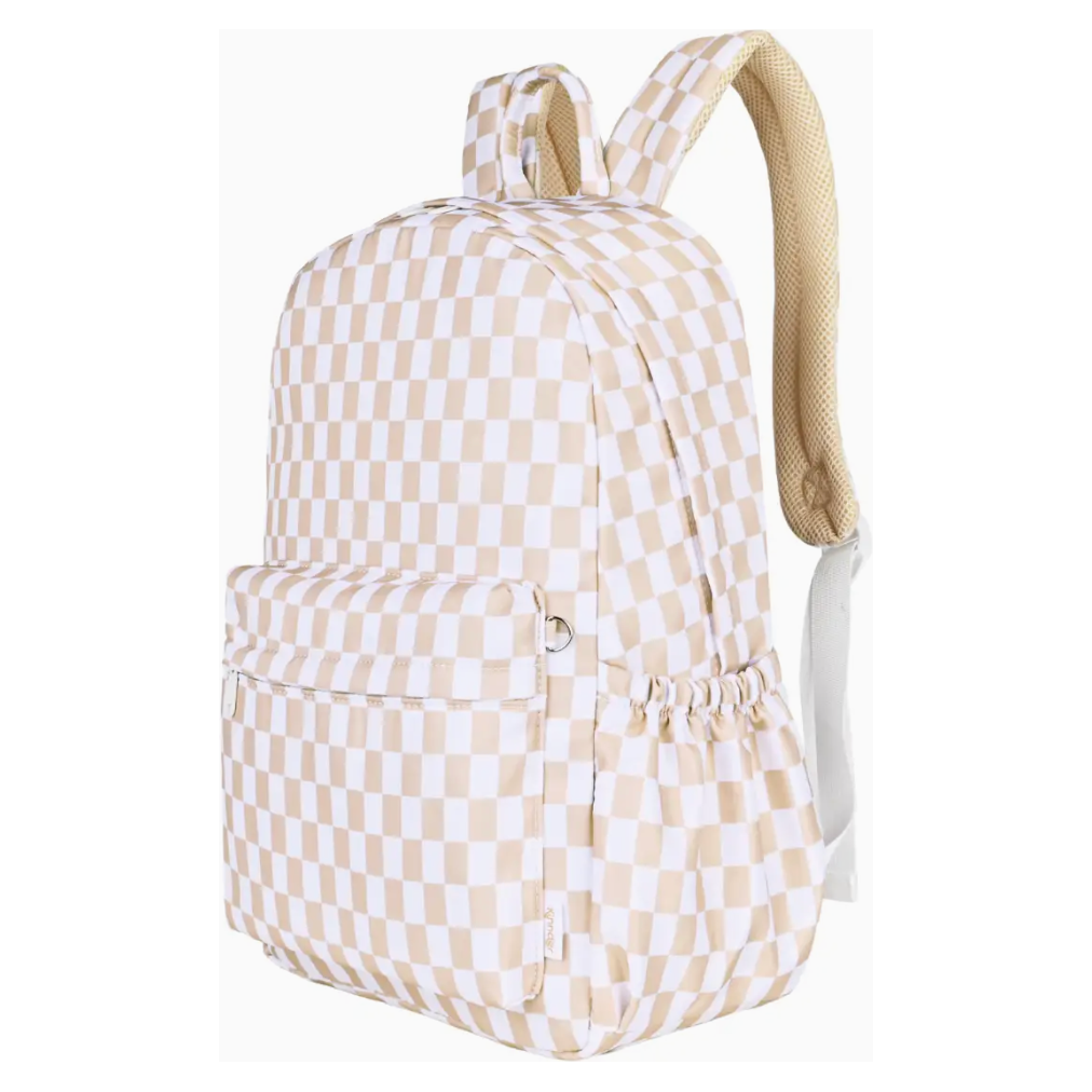 caramel check junior school backpack