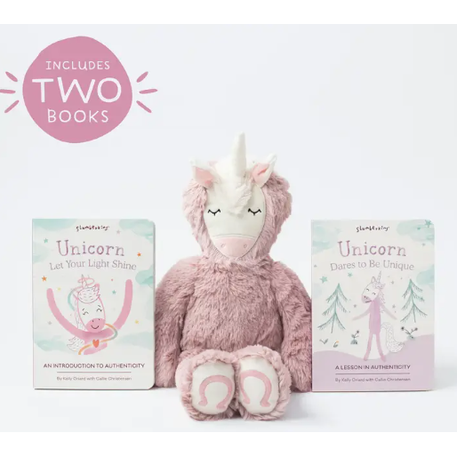 unicorn plush snuggler + intro book  | authenticity