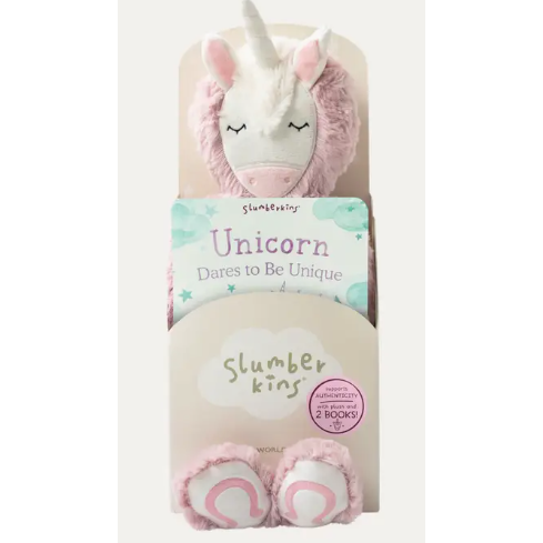 unicorn plush snuggler + intro book  | authenticity