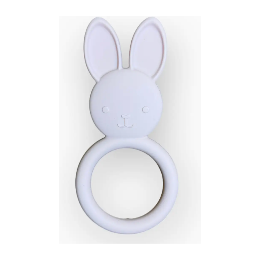 all silicone bunny teething ring | pale pink