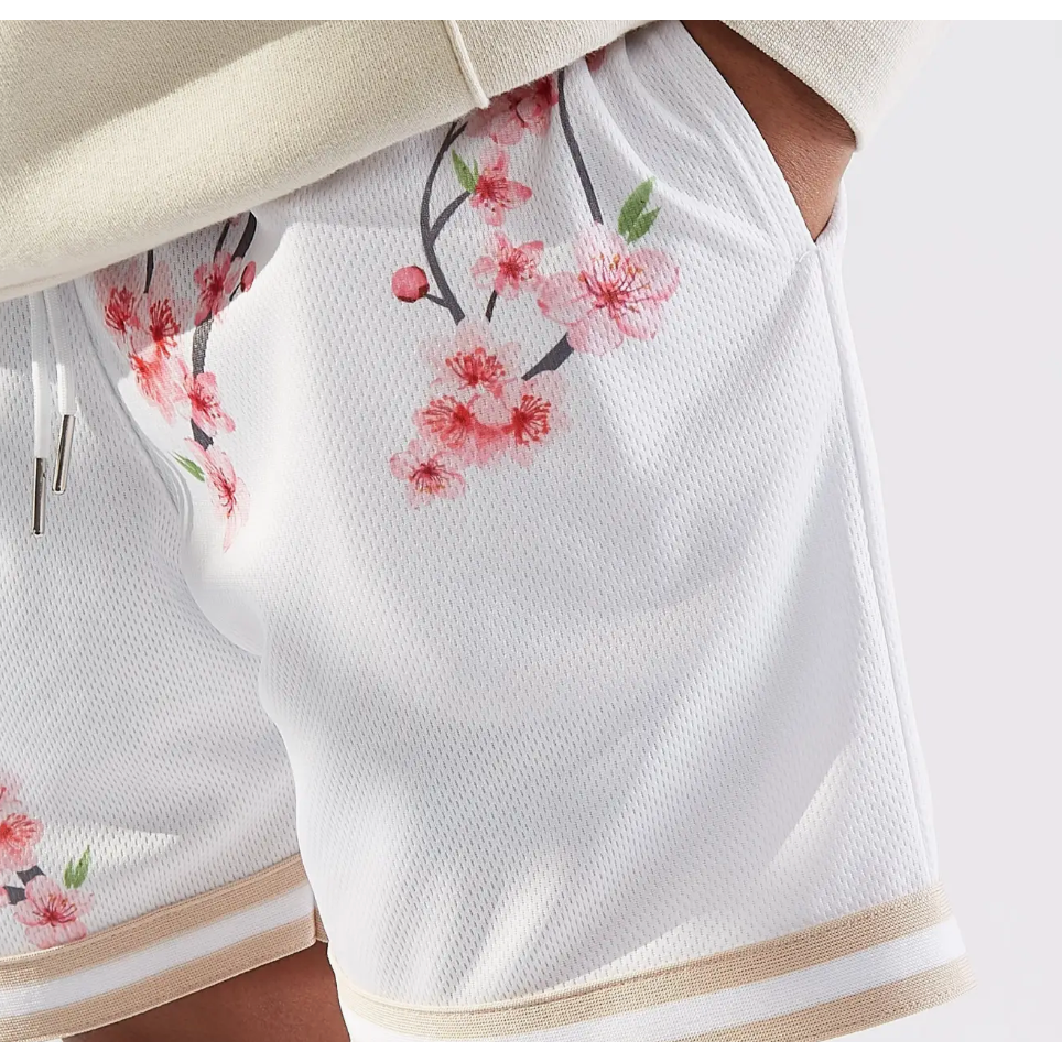 white blossom shorts