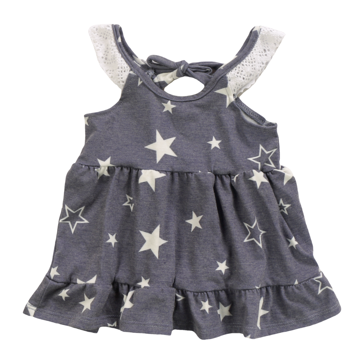 Tiered Dress with Crochet Sleeves | White Stars Tiered Dress with Crochet Sleeves | White Stars