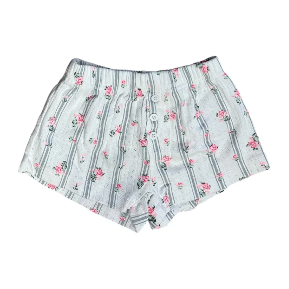 flower stripe shorts | pink