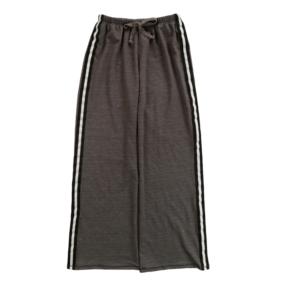 wide leg pant with stripe trim | charcoal
