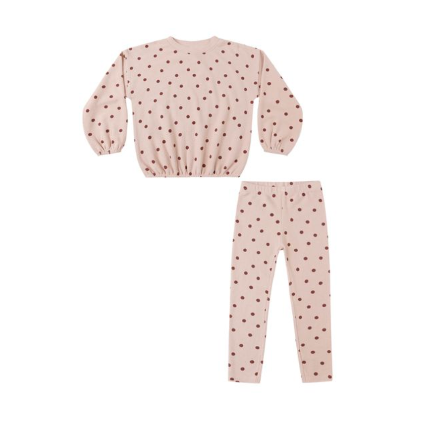 spongey knit set | polka dot