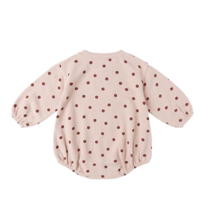 spongey knit romper | polka dots
