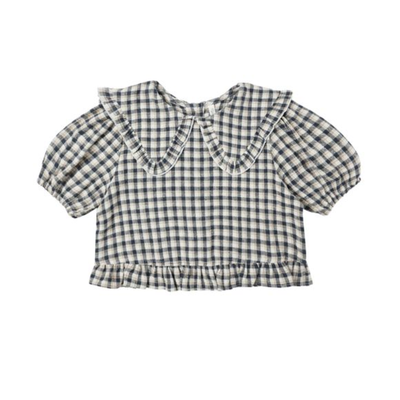 prairie check blouse | navy check