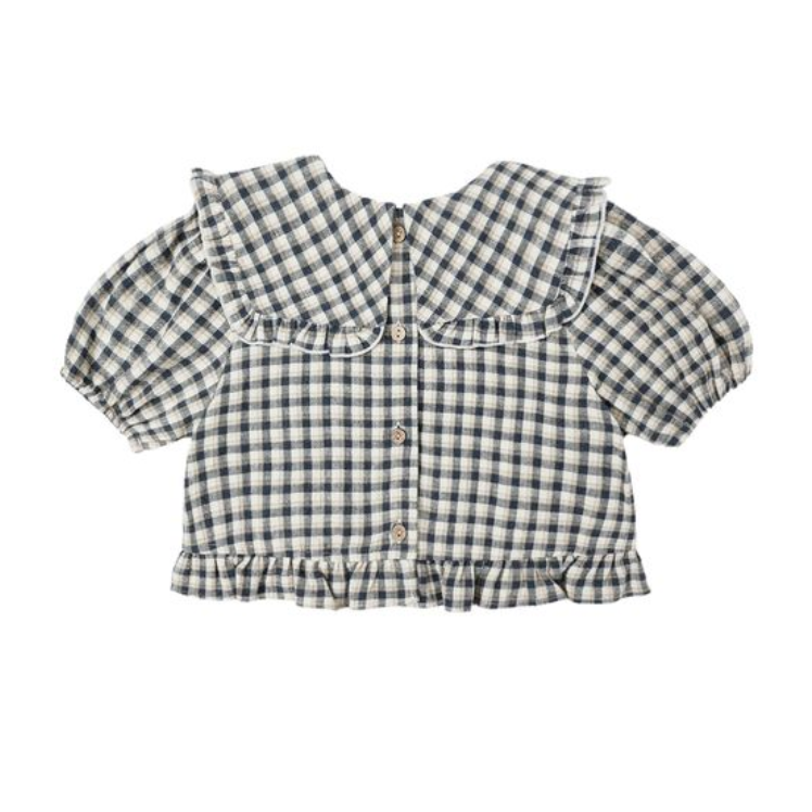 prairie check blouse | navy check