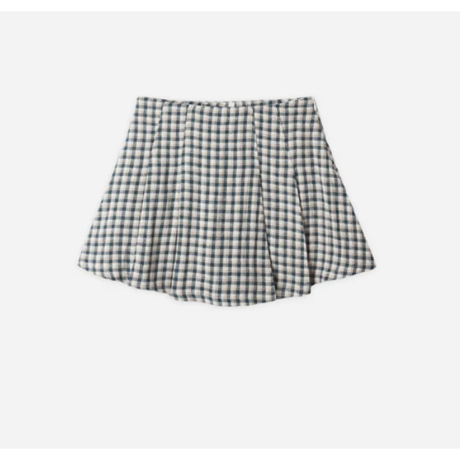 pleated mini skirt | navy check