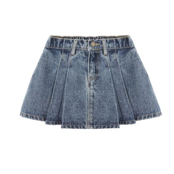 pleated denim skirt | indigo denim