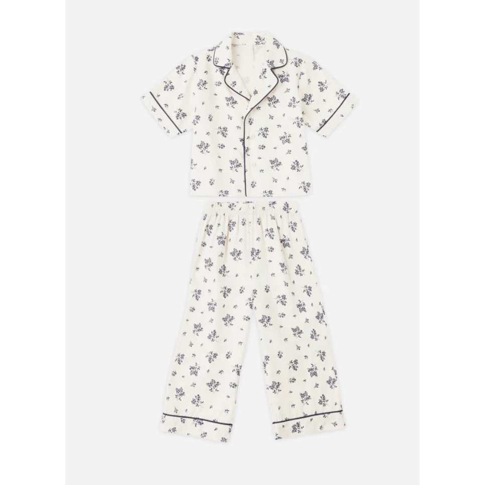 woven pajama set || blue floral